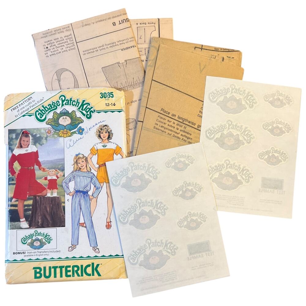 Butterick Vintage 1985 Cabbage Patch Kids Pattern 3085 Size 12 14
